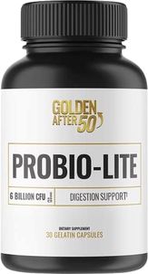 Golden After 50 Probio-Lite - Acid Reflux Relief and Probiotics for Men and Women - 30 Vegetarian Capsules - 6 Billion CFU of Probiotics for Gut Health Support for Heartburn, Gas Relief, Indigestion