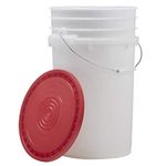 Hudson Exchange Car Wash, Dust Collector & General Use 7 Gallon Bucket with Red Lid, HDPE, Natural