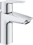 GROHE QUICKFIX Start - Basin Mixer Tap with Click-Clack Push Waste (Metal Lever, Water & Energy Saving Technology, Easy to Install, Includes 3-in-1 Tool, Tails 3/8 Inch), Size 165 mm, Chrome, 23551002