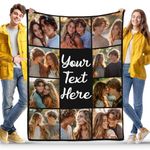 Custom Blanket with Picture Text | Personalized Picture Blanket Throw Using My Own Photos | Customized Bed Blanket | Custom Photo Blanket | Throws Picture Blanketfor Mom Dad Kids Family Friends