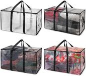 ClearSpace Heavy Duty Moving Bags or Storage Bags – Clear Storage Bins with Lids, Large Moving Boxes with Backpack Straps & Zippers – Packing Bags & Moving Supplies for College Dorm, 4 Pack