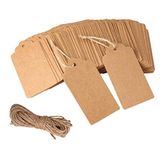 100 Pcs Kraft Paper Gift Price Tags with 32.8 Feet Natural Jute Twine - 3.5" x 1.7"