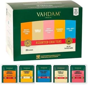 VAHDAM, Assorted Chai Tea Bags Sampler (5 Flavors, 20 Ecofriendly Pyramid Tea bags) I Christmas 2024 Gift Ideas for Women & Men | Masala Chai Tea Varieties from India | Gluten Free & Non GMO