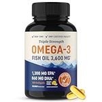 Omega-3 Fish Oil Supplement 3600 mg | EPA & DHA | Best Source of Omega 3 | Ultimate Brain, Heart, and Joint Support for Men & Women | Non GMO Burpless Lemon Softgel Capsules 2000mg Plus (120 Pills)