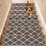COSY HOMEER Edging Stair Treads Non-Slip Carpet Mat 28inX9in Indoor Stair Runners for Wooden Steps, Stair Rugs for Kids and Dogs, 100% Polyester TPE Backing 15pcs,Brown