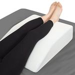 Leg Elevation Pillow with Memory Foam Top - Elevated Leg Rest Pillow for Circulation, Swelling, Knee Pain Relief - Wedge Pillow for Legs, Sleeping, Reading, Relaxing - Washable Cover (6 Inch)