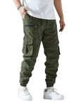 Lymio Cargo for Men | Cotton Cargo Pant | Drawstring Waist Pant (Also Available in Plus Sizes) | Regular Fit High Rise Solid Pants (34-Green-2XL)
