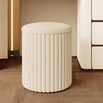 WangWanYC Round Storage Stool -Upholstered Vanity Chair and Ottoman footrest, Non-Slip Metal Base and Skin-Friendly Fabric, Perfect Vanity Stool for Living Room and Bedroom. (White（No Base）), Ww003