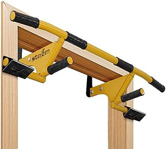STOZM MultiEx Chin Up Bar – Unique Doorway Pull Up Bar for Home Gym Exercises with 450lbs Weight Capacity, Push Up Capability and TPE-Protected Grips (Brisk Yellow) (YR9T)