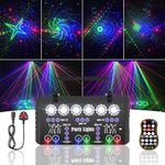 Disco Lights for Parties – DJ Disco Light, LED RGB+UV Projector with Sound Activated Strobe, DMX Effect Stage Lighting for KTV Bar, Club, Family Reunion, Wedding, Birthday & Halloween