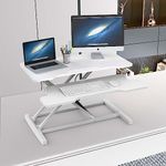 ADVWIN Height Adjustable Standing Desk Converter, Ergonomic Sit Stand Desk Riser with Keyboard Tray, Compact Elevating Stand Up Desk Workstation, White 80cm