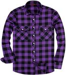 siliteelon Flannel Shirt Men Cotton Country Checked Men's Shirt Purple Regular fit Plaid Shirt Casual Lumberjack Shirt for Men Western Work