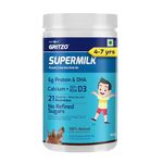 Gritzo SuperMilk Overall Growth (4-7y), 6g Protein (Double Chocolate, 400g) | Zero Refined Sugar, 21 Vitamins & Minerals