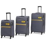 Citizen Journey Pulse Trolley Bag for Travel Set of 3 (57 cm Small, 68 cm Medium & 78 cm Large) Luggage Bag | Polyester Soft Suitcase for Travel with 4 Wheels & Built-in Combination Lock (Grey)