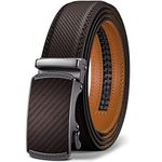 ZORO UNITED Belt for men leather with Zinc Alloy Autolock Buckle for Formal/Casual Wear (Fits Up to 40 Inches Waist) (BROWN HG02)