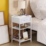 White Nightstand with Charging Stat