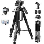 JOILCAN Camera Tripod for Canon Nikon, 74" Lightweight DSLR Tripod Camera Stand with Detachable Head and Universal Phone Mount, Reinforced Aluminum Tall Tripod for Vlog Live Streaming Max Load 14LB