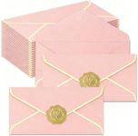 20 Pcs Pink Invitation Envelopes with Gold Stickers (8.66" x 4.33")