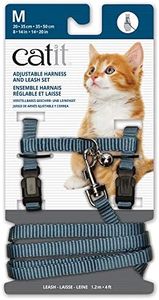 Catit Nylon Adjustable Cat Harness and Leash Set, Medium, Blue