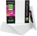 ARTEZA White Blank Cotton Square Canvas Panels Boards, 10 X 10 Inches, Primed Canvases for Acrylic Painting, Oil Paint & Wet Art Media, Pack of 14