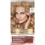 L'Oréal Paris Excellence Crème Permanent Hair Color, 8N Natural Blonde, 100% Grey Coverage, Ammonia Free, Hair Dye, 1 EA