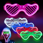 Yomaido Neon Light Up Glasses Party - 5 Pack LED Shutter Shadeds Glasses Flashing Glow Sunglasses Rave Glasses for Concert, Christmas, Halloween, Birthday New Years Eve Party Decorations