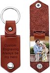 MeMeDIY Personalized Leather Keychain Gifts for Men Boyfriend Dad Husband Custom Photo Date Name Text Father's Presents
