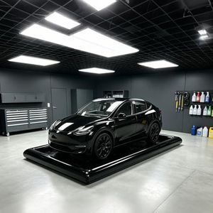 YeeBouncy Inflatable Car Wash Mat 9.7x19.5ft, Heavy Duty PVC Garage Floor Mat, Waterproof Containment for Water, Oil, Mud, Snow & Rain, Non-Slip Protection for Cars