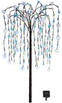 Collections Etc. LED Solar Willow Tree, Outdoor Solar Tree with Colorful Solar-Powered Lights with Adjustable Branches, Multi Color Lights