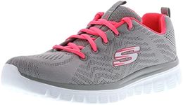 Skechers Women's 12615 GRACEFUL GET CONNECTED Sneaker, Gray Mesh/ Coral Trim, 6 UK