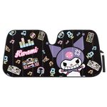 Carbella Kuromi Car Windshield Sun Shade, Official Sanrio Accordion Style Sunshade for Car Window, Cute Kawaii Car Sun Shade Windshield, Kuromi Car Accessories for Women ﻿(Neon Party)