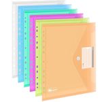 Agoer A4 Plastic Wallets,12 Pack Clear Punched Pockets A4 Document Wallets,Expandable A4 Plastic Folders with Snap Button,11 Hole Ring Binders Popper Wallets with Label Pocket for Home,Office,School