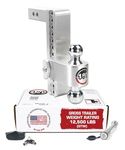 Weigh Safe Adjustable Trailer Hitch Ball Mount, 10" Adjustable Drop Hitch for 2" Receiver w/ 2 pc Keyed Alike Lock Set, Heavy Duty Aluminum Trailer Tow Hitch w/Chrome Plated Tow Balls, 12,500 lbs GTW