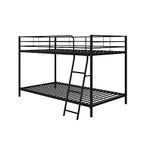 DHP Junior Twin over Twin Low Profile Metal Bunk Bed, Black