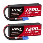 HRB 2packs 3S Lipo Battery EC5 7200mAh 11.1V 120C Hardcase RC Lipo Battery Compatible with RC Car Airplane Helicopter Truck Boat