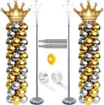 Decojoy Balloon Stand Kit, 9 Feet Balloon Arch for Floor, 2IN1 Sets Ballon Column Holder with Weights Base and Stick, Metal Backdrop Stands for Parties, NO Need Helium Tank for Balloons at Home