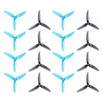 16pcs HQProp 5x4.3x3V2S Tri-Blade Propeller 5 Inch Props for RC FPV Drone Quadcopter (Blue & Grey)