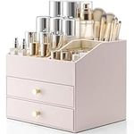 Vlando Makeup Organiser, Perfume Organiser with 2 Drawer, Skincare Organiser for Lipstick, Jewellery & Skincare Storage,Pink