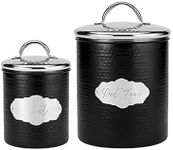 Amici Pet Cavalier Black/Silver 40 & 118 oz Metal Treats Canisters, 2 Size Set