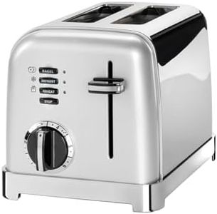 Cuisinart Grille-pain 2 tranches - Fentes larges, idéal pour le pain épais et les bagels - 6 niveaux de brunissage et décongélation - Fentes larges, Remontée maximale - Perle givrée