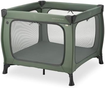 hauck Kinderreisebett & Laufstall Sleep N Play SQ Set mit Matratze 5 cm dick, Klein Zusammenklappbar, Inklusive Tragetasche, für Babys & Kinder ab Geburt bis 15 kg (Dark Green)