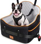 GINMIC Dog Car Seats for Small Medium Dogs up to 35 lbs – Dog Booster Car Seat with 5.3-Inch Memory Foam, Dual Safety Leashes, Detachable Washable Cover & Storage Pockets, Soft Travel Dogs Bed (Black)