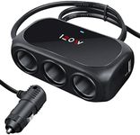 3-Socket Car Cigarette Lighter Splitter Adapter, 2 USB Car Charger Splitter Extender [120W] [12V/24V] [3.1A Dual USB Car Charger] [Black] for Device with Cigarette Lighter and Emergency Warning Light