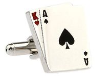 MRCUFF Ace King Blackjack Big Slick Cards Poker Pair Cufflinks in Presentation Gift Box & Polishing Cloth