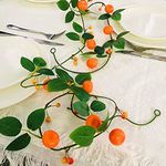 Artificial Tangerine Vine Garland Fruit Oranges Rattan with Green Rose Leaves Hanging Kumquat Vine Plant Decoration for Wedding Baby Shower Party Garden(Orange Vine, 2m)