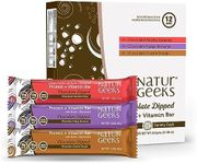 NaturGeeks Vegan Protein Bars, No Added Sugar Low Calorie, Gluten-Free, Dairy Free Healthy Snacks with Biotin, Vitamins and 15 grams of Plant-Based Protein Bar Meal Replacement Variety Pack, 12 count