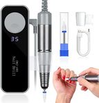 SAVILAND Portable Electric Nail Drill,(2024 Upgraded 35000RPM Coreless Motor) USB Nail File Machine for Acrylic Nails, Professional Nail Drill with Bit,Pedicure Manicure Polishing Tools,Grey