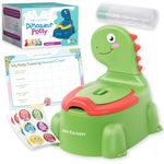 Dinosaur Potty Training Toilet Seat, Potty Toilet Set for Boys & Girls with Splash Guard, Toddler, Lid & Comfortable Back Rest, Includes Free Potty Liners & Reward Sticker Chart (Green)