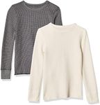 Fruit of the Loom Boys Premium 2-Pack Thermal Waffle Crew Top, Heather Greystone/Natural, 4-5