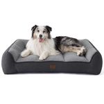 Bedsure XL Orthopedic Dog Beds Large - 106x76cm Extra Thick Supportive Dogs Sofa with Waterproof Washable Cover, Extra Large Pet Bed Sofa with Soft Plush Sherpa and Nonskid Bottom, Dark Grey